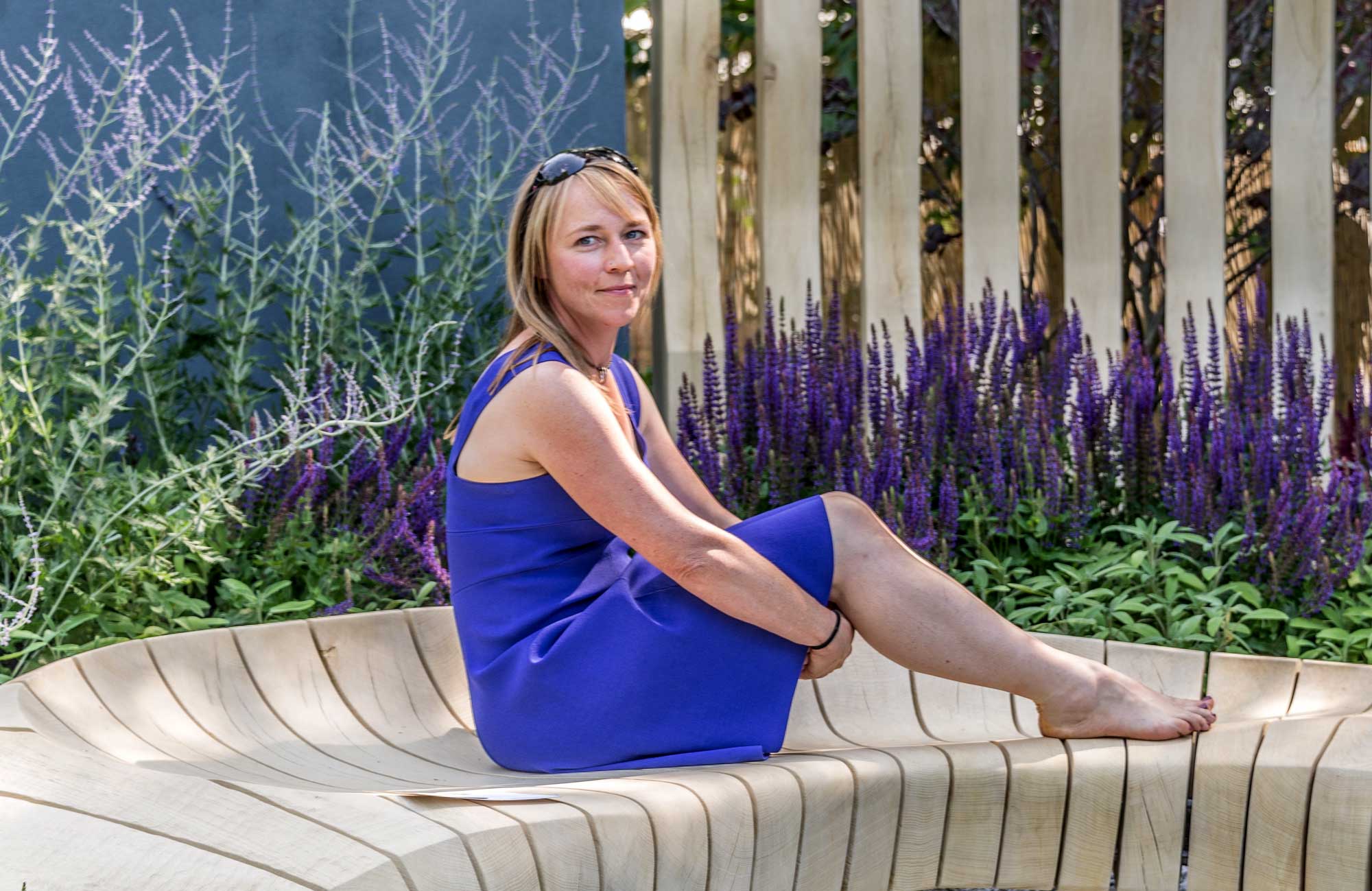 Rae Wilkinson (Rachel Conibear) at RHS Hampton Court Palace Show Garden. Rae Wilkinson Garden and Landscape Design - Garden Designer Sussex, Surrey, London, South-East England