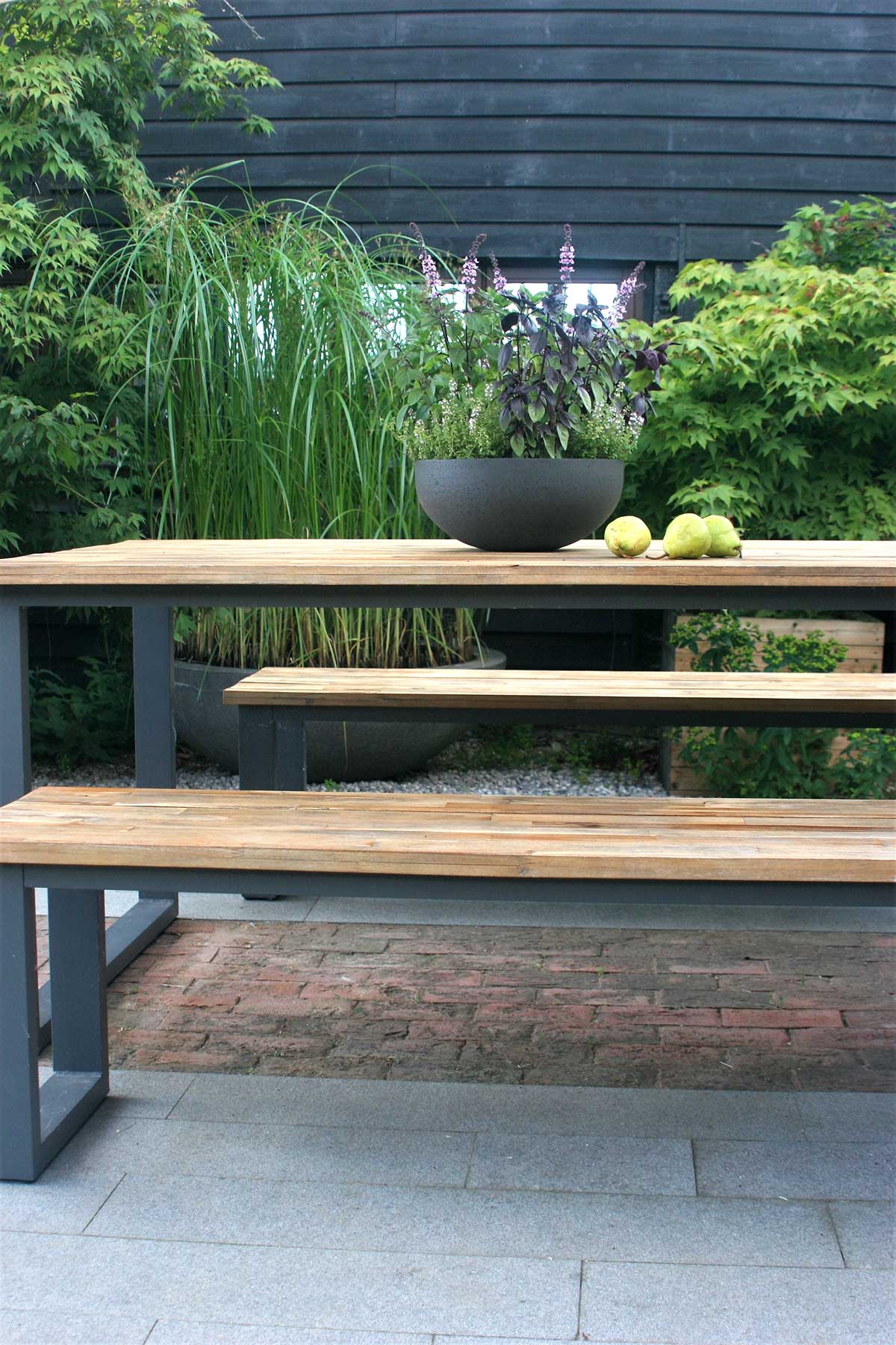Outdoor furniture for barn courtyard garden - Rae Wilkinson Garden Design